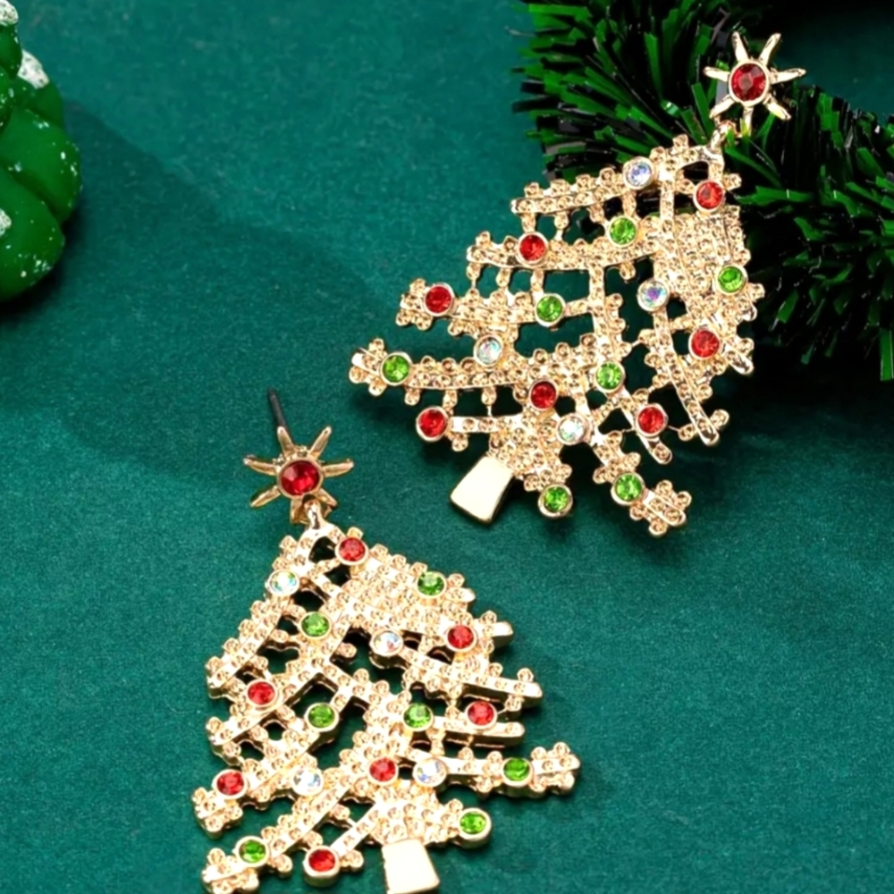 Festive Christmas Tree Earrings - Picture 3 of 5